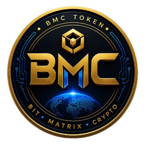 Metallic gold BMC Token coin